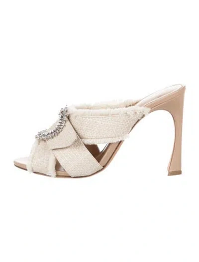 Pre-owned Alexandre Birman Crystal Embellishments Mules In Neutrals