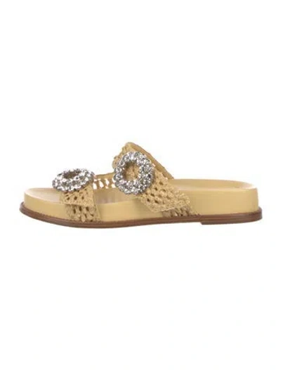 Pre-owned Alexandre Birman Crystal Embellishments Slides In Neutral