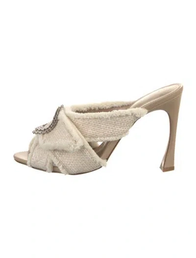 Pre-owned Alexandre Birman Crystal Embellishments Slides In Neutral