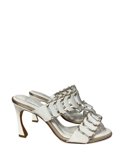 Pre-owned Alexandre Birman Cutout Leather Sandals In White
