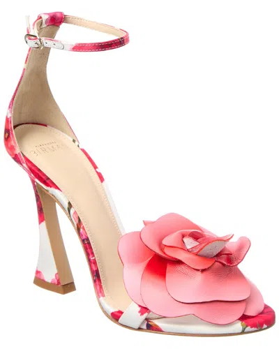 Alexandre Birman Dahlia Satin & Leather Sandal In Red