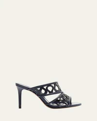 Alexandre Birman Dakota Cutout Leather Mule Sandals In Oceana
