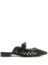 Alexandre Birman Dallas Interwoven Leather Mules In Black