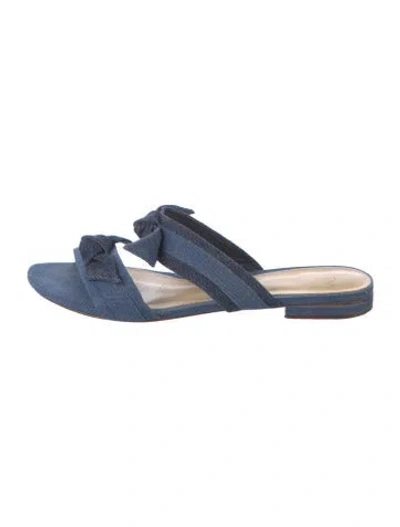 Pre-owned Alexandre Birman Denim Bow Accents Slides In Blue