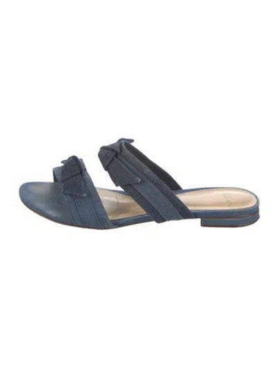 Pre-owned Alexandre Birman Denim Bow Accents Slides In Blue
