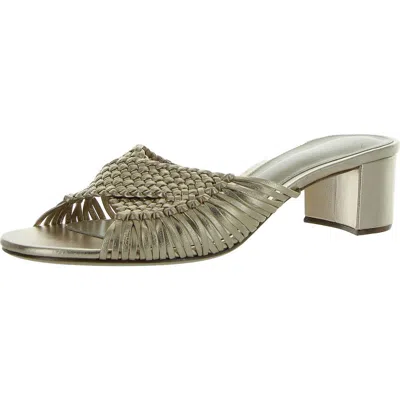 Alexandre Birman Ellie 45 Womens Leather Braided Heels In Beige