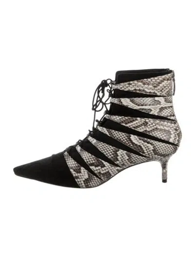 Pre-owned Alexandre Birman Embossed Leather Animal Print Boots In Black