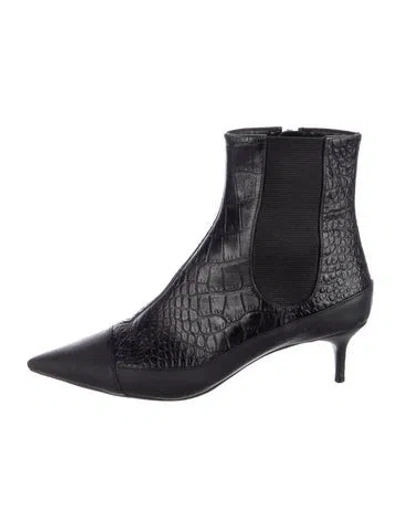 Pre-owned Alexandre Birman Embossed Leather Animal Print Boots In Blue