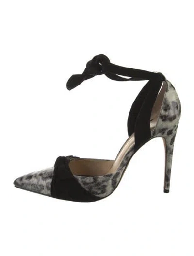 Pre-owned Alexandre Birman Embossed Leather Animal Print D'orsay Pumps In Black