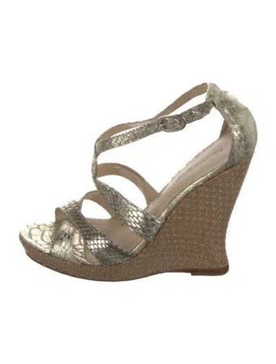 Pre-owned Alexandre Birman Embossed Leather Animal Print Espadrilles In Neutral