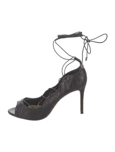 Pre-owned Alexandre Birman Embossed Leather Animal Print Pumps In Black