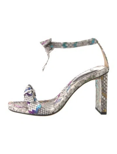 Pre-owned Alexandre Birman Embossed Leather Animal Print Sandals In Metallic/white