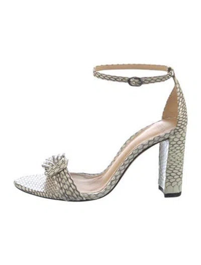 Pre-owned Alexandre Birman Embossed Leather Animal Print Sandals In White