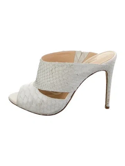 Pre-owned Alexandre Birman Embossed Leather Animal Print Sandals In White
