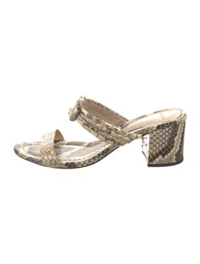 Pre-owned Alexandre Birman Embossed Leather Animal Print Slides In Neutral