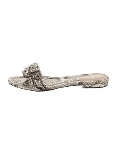 Pre-owned Alexandre Birman Embossed Leather Animal Print Slides In Neutral