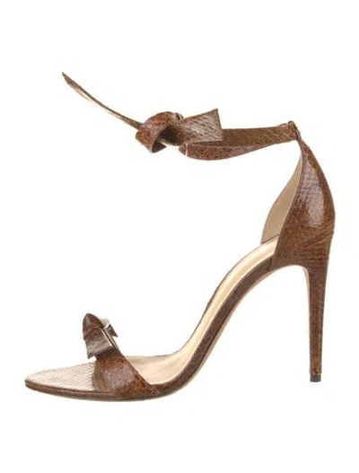 Pre-owned Alexandre Birman Embossed Leather Bow Accents D'orsay Pumps In Brown