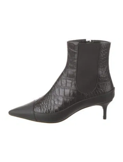 Pre-owned Alexandre Birman Embossed Leather Chelsea Boots In Black