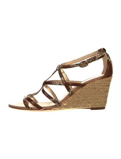 Pre-owned Alexandre Birman Embossed Leather Gladiator Sandals In Neutral