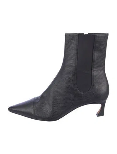 Pre-owned Alexandre Birman Embossed Leather Patterned Chelsea Boots In Blue