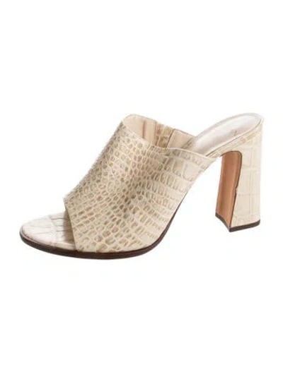 Pre-owned Alexandre Birman Embossed Leather Slides In Gold