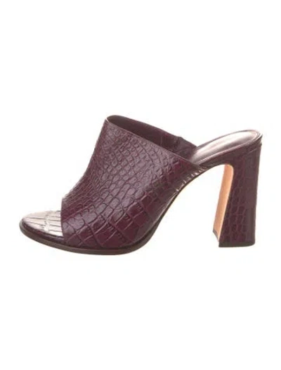 Pre-owned Alexandre Birman Embossed Leather Slides In Purple