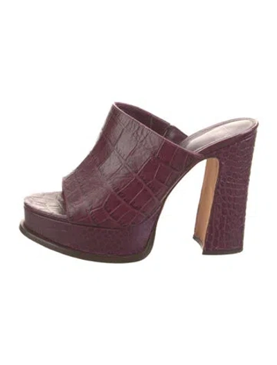 Pre-owned Alexandre Birman Embossed Leather Slides In Purple