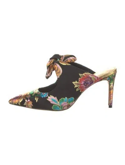 Pre-owned Alexandre Birman Floral Print Bow Accents Mules In Multi