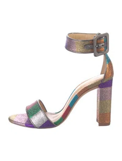 Pre-owned Alexandre Birman Glitter Colorblock Pattern Sandals In Multi