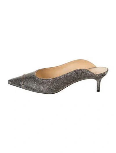 Pre-owned Alexandre Birman Glitter Mules In Gray