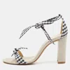 Alexandre Birman Grey/white Canvas And Fabric Ankle Strap Sandals In White