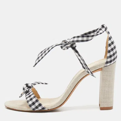 Alexandre Birman Grey/white Canvas And Fabric Ankle Strap Sandals In Gray