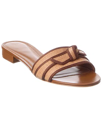 Alexandre Birman Grosgrain Raffia Flat In Neutral