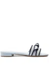 Alexandre Birman Grosgrain-trim Raffia Mules In Blue