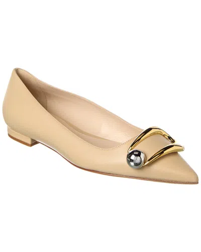 Alexandre Birman Harper Leather Flat In Sand
