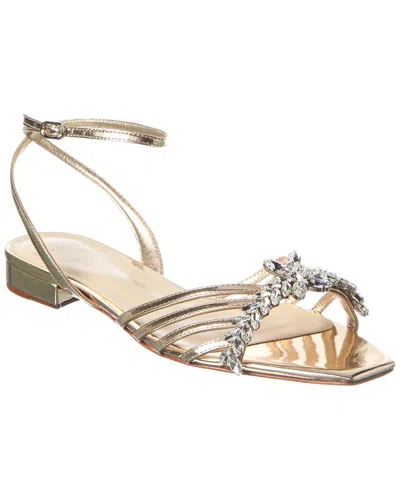 Alexandre Birman Iggy Crystals Leather Flat In Neutral