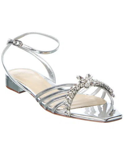 Alexandre Birman Iggy Crystals Leather Flat In Silver