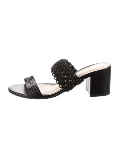 Pre-owned Alexandre Birman Intrecciato Weave Leather Slides In Black
