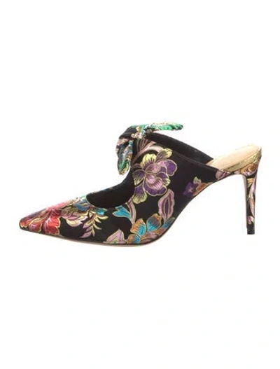 Pre-owned Alexandre Birman Jacquard Floral Print Mules In Black