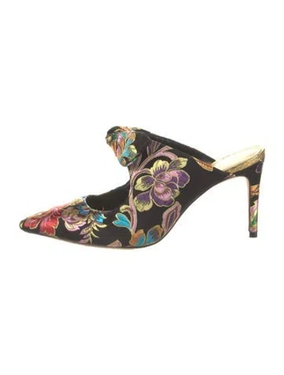 Pre-owned Alexandre Birman Jacquard Floral Print Mules In Black