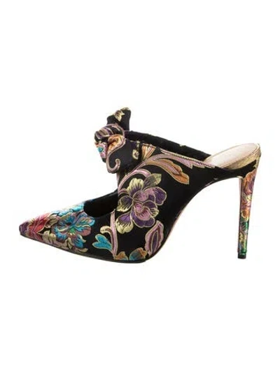 Pre-owned Alexandre Birman Jacquard Floral Print Mules In Black