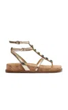Alexandre Birman Jade Leather T-strap Sandals In Gold