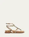 Alexandre Birman Jade Leather T-strap Sandals In Jade Sandal
