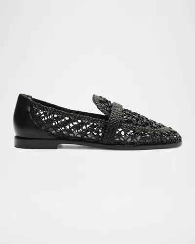 ALEXANDRE BIRMAN JANE WOVEN LEATHER LOAFERS