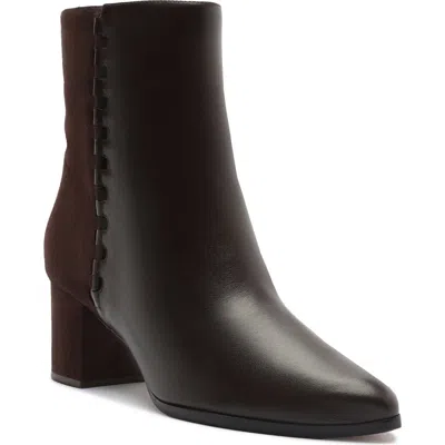 Alexandre Birman Jesse Leather Ankle Bootie In Dark Brown