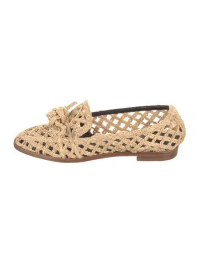 Pre-owned Alexandre Birman Jute Bow Accents Loafers In Neutral