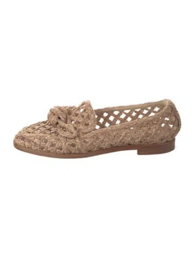 Pre-owned Alexandre Birman Jute Bow Accents Moccasins In Brown