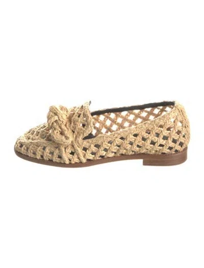 Pre-owned Alexandre Birman Jute Lace Pattern Loafers In Neutrals