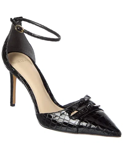 Alexandre Birman Kate 85 Croc-embossed Patent Pump In Black