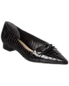 Alexandre Birman Kate Croc-embossed Patent Flat In Black